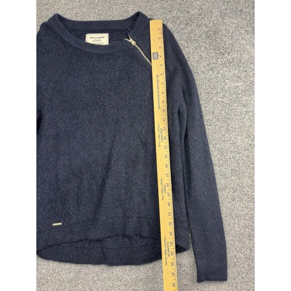 Abercrombie & Fitch Sweater Womens Medium Navy Textured Knit Zip Shoulder Detail - Picture 3 of 6